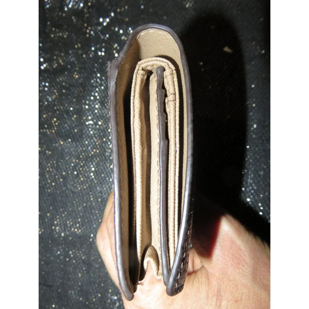 BOGO Michael Kors Bedford Carryall Card Case Brown Pebble Leather compact Wallet